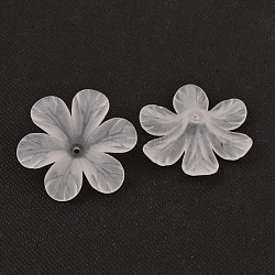 Transparent Acrylic Beads, Frosted, Flower Bead Caps, White, 30x8mm, Hole: 1.5~2mm, about 314pcs/500g(PAF154Y-11)