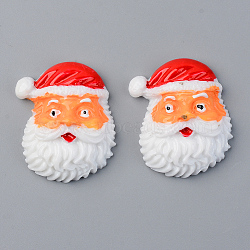 Resin Cabochons, Christmas Theme, Opaque, Father Christmas, Red, White, 31x25x10mm(RESI-R429-28)