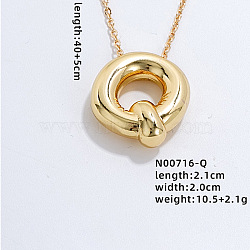 Stainless Steel Party Balloon Letter Pendant Cable Chain Necklaces for Women, Golden, Letter Q, 15.75 inch(40cm)(YF1942-17)