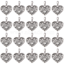 80Pcs Tibetan Style Alloy Pendants, Cadmium Free & Lead Free, Heart, Antique Silver, 18x15x2mm(FIND-SP0004-61)