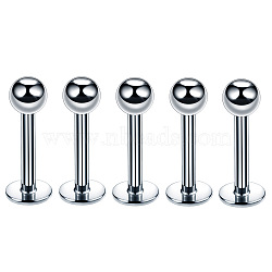 304 Stainless Steel Round Threadless Labrets for Women Men, Stainless Steel Color, Pin: 1.2x10mm, Head: 3mm(WG9B6EB-03)