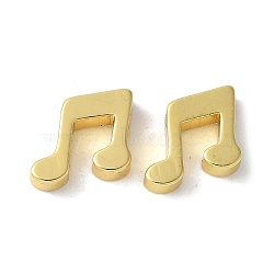 Brass Charms, Musical Note, Lead Free & Cadmium Free, Real 18K Gold Plated, 8x10.5x3mm, Hole: 1.5mm(KK-S518-15G)