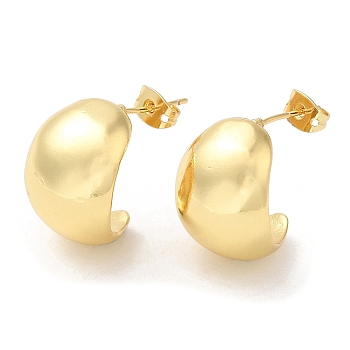 Rack Plating Brass Twist Teardrop Stud Earrings for Women, Lead Free & Cadmium Free, Real 18K Gold Plated, 19.5x15mm, Pin: 0.9mm