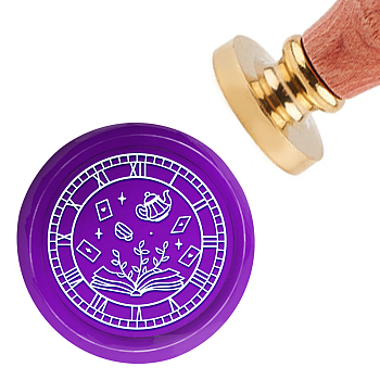 Brass Wax Seal Stamp with Handle, for DIY Scrapbooking, Clock Pattern, 3.5x1.18 inch(8.9x3cm)