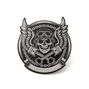 Skull & Wing Alloy Brooch for Backpack Clothes, Black, 30x27x1.8mm