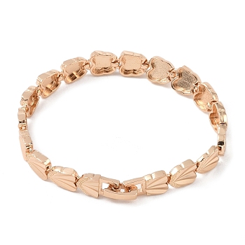 Brass Link Chain Bracelets for Women Men, Light Gold, Heart, 7-1/8 inch(18cm), Link: 11x8x2.5mm