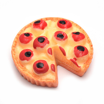 Resin Decoden Cabochons, Pizza, Orange, 33x32x13mm