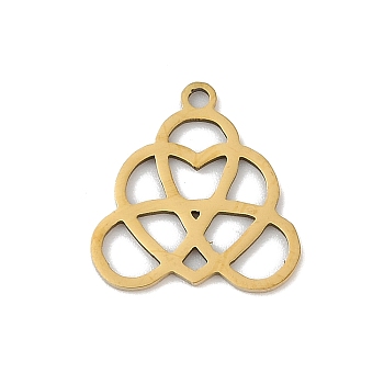 201 Stainless Steel Pendants, Heart Charms, Real 18K Gold Plated, 15.5x15x1mm, Hole: 1.4mm