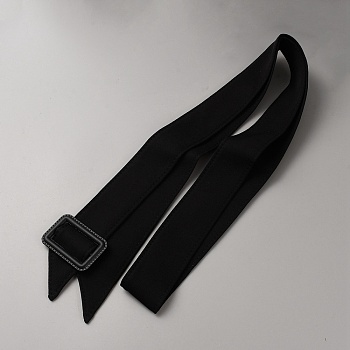 Tie a Knot Polyester Waist Belt with Plastic Buckle, for Shirt Dress Overcoat, Black, 67-3/8 inch(171cm)