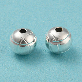 Eco-friendly Brass Beads, Cadmium Free & Lead Free, Long-Lasting Plated, Round, 925 Sterling Silver Plated, 6mm, Hole: 1.8mm
