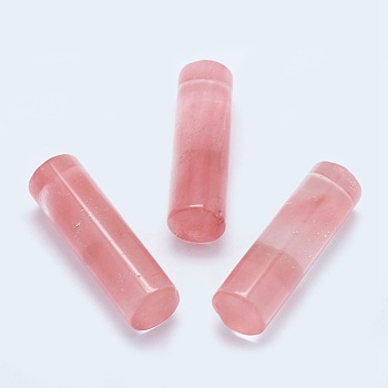 Cherry Quartz Glass Beads, Undrilled/No Hole Beads, Column, 35x11mm