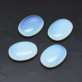 Opalite Oval Palm Stone, Reiki Healing Pocket Stone for Anxiety Stress Relief Therapy, 44~45x33~34x9~12mm