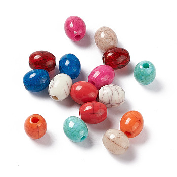 Crackle Opaque Acrylic Beads, Imitation Turquoise, Rice, Mixed Color, 9x8mm, Hole: 2mm, about 1515pcs/500g