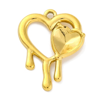 304 Stainless Steel Pendant Rhinestone Settings, Heart, Real 18K Gold Plated, 25x19.5x3mm, Hole: 1.8mm