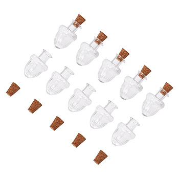 10Pcs Clear Glass Wishing Bottles, Bead Containers, with 10Pcs Cork Stopper, Acorn, 2.7~2.8x1.7~1.85cm, Hole: 6mm