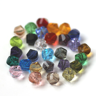10mm Mixed Color Polygon Glass Beads