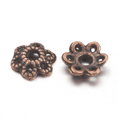 6-Petal Tibetan Style Alloy Hollow Flower Bead Caps(TIBE-S221-R-NR)-2