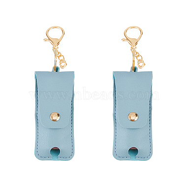 Cadet Blue Rectangle Imitation Leather Keychain