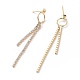 Brass Cubic Zirconia Tassels Stud Earring Findings(X-KK-S350-050G)-1