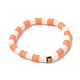 Bracelet extensible de surfeur heishi en argile polymère avec 304 perles en acier inoxydable(BJEW-SW00110-06)-1