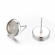 Brass Stud Earring Settings(IFIN-Q006-S-NF)-2