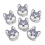 Printed Wood Beads, Dog, Gray, 19.5x17.5x6mm, Hole: 2.5mm(WOOD-D289-01A)