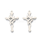 Non-Tarnish 201 Stainless Steel Pendants, Cross, Stainless Steel Color, 32.5x21x1.5mm, Hole: 1.4mm(STAS-N098-097P)