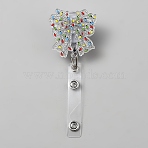 Bowknot Acrylic Badge Reel, Retractable Badge Holder, with Iron Clip, Colorful, 90mm(AJEW-WH0752-631)
