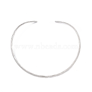 304 Stainless Steel Textured Wire Necklace Making, Rigid Necklaces, Minimalist Choker, Cuff Collar, Stainless Steel Color, 0.4cm, Inner Diameter: 5-3/8 inch(13.78cm)(STAS-B036-04P)
