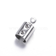 304 Stainless Steel Folding Crimp Ends, Fold Over Crimp Cord Ends, Stainless Steel Color, 12x6.5x6.5mm, Hole: 1.2mm(STAS-N0013-22P)