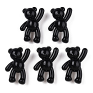 Opaque Acrylic Pendants, Bear, Black, 37x28x13mm, Hole: 2.5mm, about 133pcs/500g(MACR-S373-01A-R2)