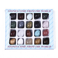 Natural & Synthetic Mixed Gemstone Egg Stone, Pocket Palm Stone for Anxiety Relief Meditation Easter Decor, Mixed Dyed and Undyed, 23~24x17~18mm, Box: 15x12.6x1.8cm, about 20pcs/box(G-N0327-007)