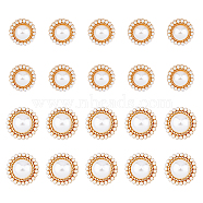 20Pcs 2 Style ABS Plastic Imitation Pearl Shank Buttons, with Alloy Findings, 1-Hole, Flower, Light Gold, 15~17.5x10.5mm, Hole: 2~2.4mm, 10pcs/style(BUTT-DC0001-06KCG)