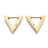 304 Stainless Steel Huggie Hoop Earrings, Triangle, Real 18K Gold Plated, 14.5x16x3mm, Pin: 0.8mm(STAS-R115-20G)