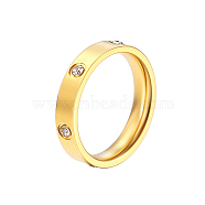 Stainless Steel Finger Rings, with Rhinestone, Real 18K Gold Plated, US Size 9(18.9mm)(OE3102-8)