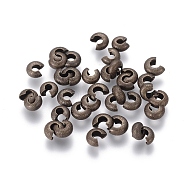 Brass Crimp Beads Covers, Antique Bronze, About 4mm In Diameter, 3mm Thick, Hole: 2mm(KK-G016-AB)