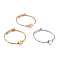 304 Stainless Steel Cuff Bangles Sets, Torque Bangles, with Heart Beads, Mixed Color, 2 inch(5.1cm), 3pcs/set(BJEW-M284-18)