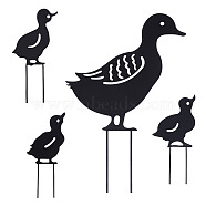 Iron Garden Stakes, Garden Decoration, Duck, Black, 144~308x67~175x1~2.5mm, 4pcs/set(AJEW-WH0042-81EB)