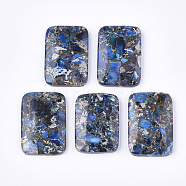 Synthetic Gold Line Regalite/Imperial Jasper/Sea Sediment Jasper Pendants, Dyed, Rectangle, Royal Blue, 47x32x7.5mm, Hole: 1.4mm(G-S329-047A)