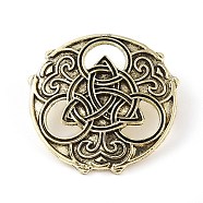 Tibetan Style Alloy Brooches, Flat Round with Trinity Knot, Antique Bronze, 37x37.5x3mm(JEWB-O016-01AB)