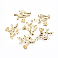 Electroplated Iron Pendants, Branch, Real 18K Gold Plated, 32.5x29.5x1mm, Hole: 1.8mm(X-IFIN-I030-04G)