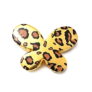 Electroplate & Spay Painted Acrylic Beads, Butterfly with Leopard Print Pattern, Gold, 21.5x29x5.5mm, Hole: 2mm(OACR-S043-05B-02)