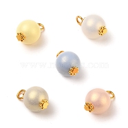 Alloy Acrylic Beads Pendants, Spray Painted, Rubberized, Golden, Colorful, 16x9.7x9.7mm, Hole: 2.6mm(PALLOY-JF00481)