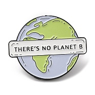 The Earth with Word There's No Planet B Enamel Pin, Electrophoresis Black Alloy Brooch for Backpack Clothes, Colorful, 25.5x30.5x1.7mm(JEWB-H010-01EB-03)