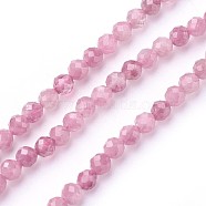 Natural Tourmaline Beads Strands, Faceted, Round, Hot Pink, 3mm, Hole: 0.5mm, about 115~130pcs/strand, 14.5~16.1 inch(37~41cm)(X-G-F619-20A-3mm)