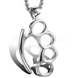 Stainless Steel Knuckles Pendant Necklaces, with Box Chains, Stainless Steel Color, 23.62 inch(60cm)(FIND-PW0024-14A)