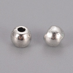 Tibetan Style Spacer Beads, Lead Free & Cadmium Free, Antique Silver Color, Round, 5mm, Hole: 1mm(TIBEB-LF11486Y-LF)