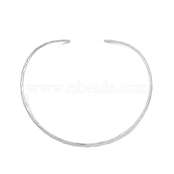 304 Stainless Steel Textured Wire Necklace Making, Rigid Necklaces, Minimalist Choker, Cuff Collar, Stainless Steel Color, 0.4cm, Inner Diameter: 5-3/8 inch(13.78cm)(STAS-B036-04P)