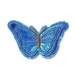 Computerized Embroidery Cloth Iron on/Sew on Patches, Costume Accessories, Butterfly, Marine Blue, 48x79.5x2mm(DIY-H100-13A)