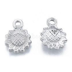 304 Stainless Steel Pendants, Flower, Stainless Steel Color, 17.5x12.5x2.5mm, Hole: 2mm(STAS-N098-186P)